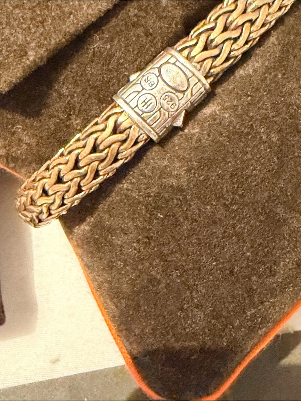 John Hardy Men's Classic Woven Bracelet in Rose Gemstone with Silver Accentsi